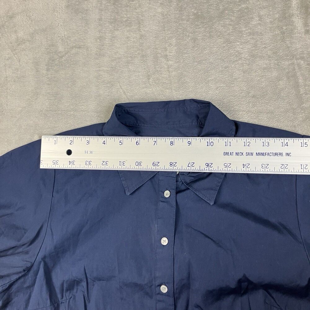 J Crew Tall Embroidered Shirt Dress Womens Blue Cotton Poplin Preppy Coastal - Picture 9 of 14
